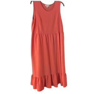 52seven Coral Dress Sleeveless Casual fun Ruffle Hem Texture Summer‎ Dress L